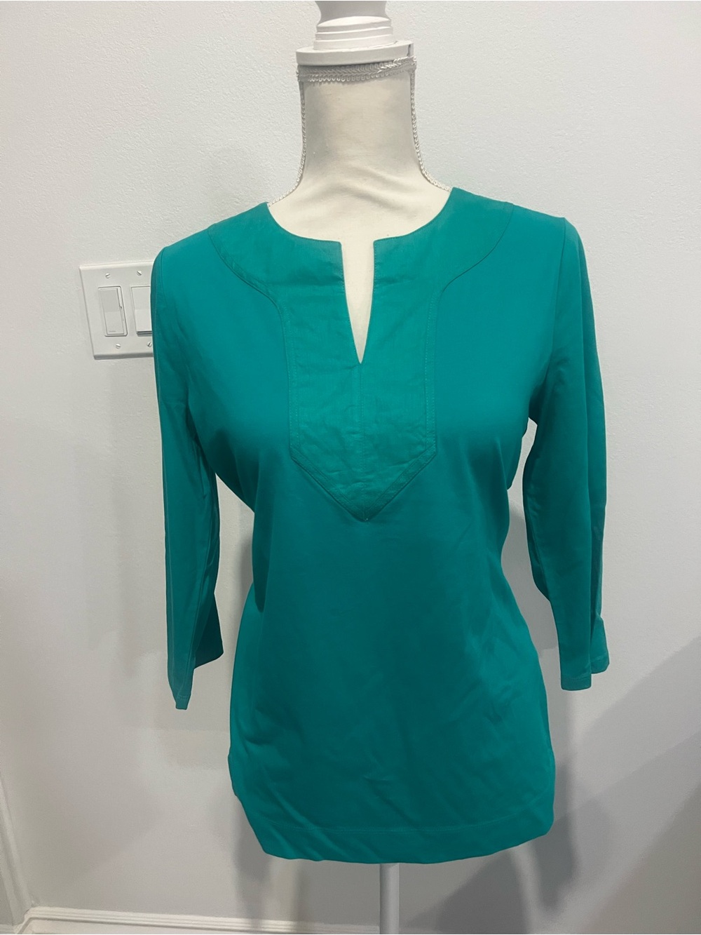 Ralph Lauren Teal Split-V Tunic Top